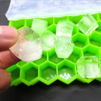 Hexagon κιτρινοπράσινο χρώμα δίσκων κύβων πάγου κυψελωτής σιλικόνης μίνι