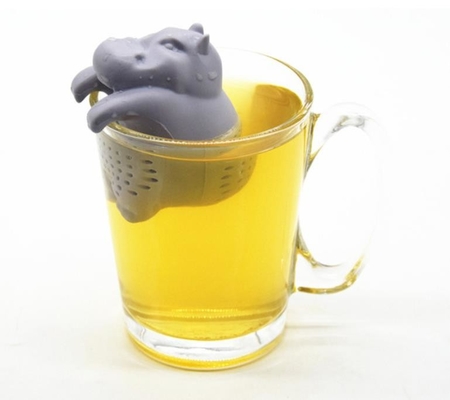 Γκρίζο τσάι Infuser σιλικόνης βαθμού τροφίμων σχεδίου χρώματος διαμορφωμένο Hippo